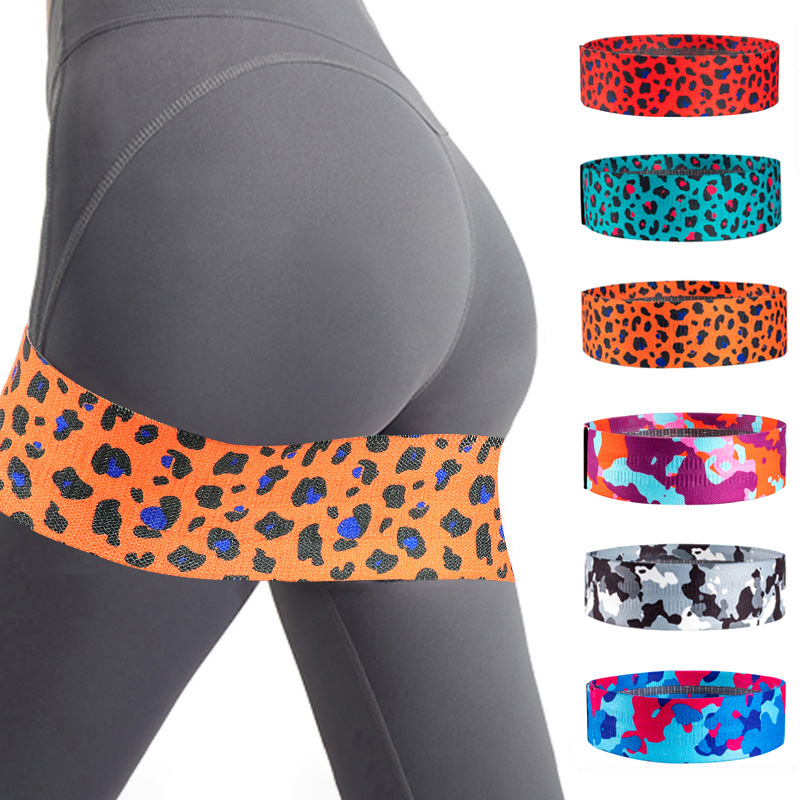 Yoga Fitness Resistance Band - レオパード柄のブーティーバンド、滑り止め生地のレジスタンスループ、ヒップトレーニング、ヨガ、ピラティス、ホームジム用具