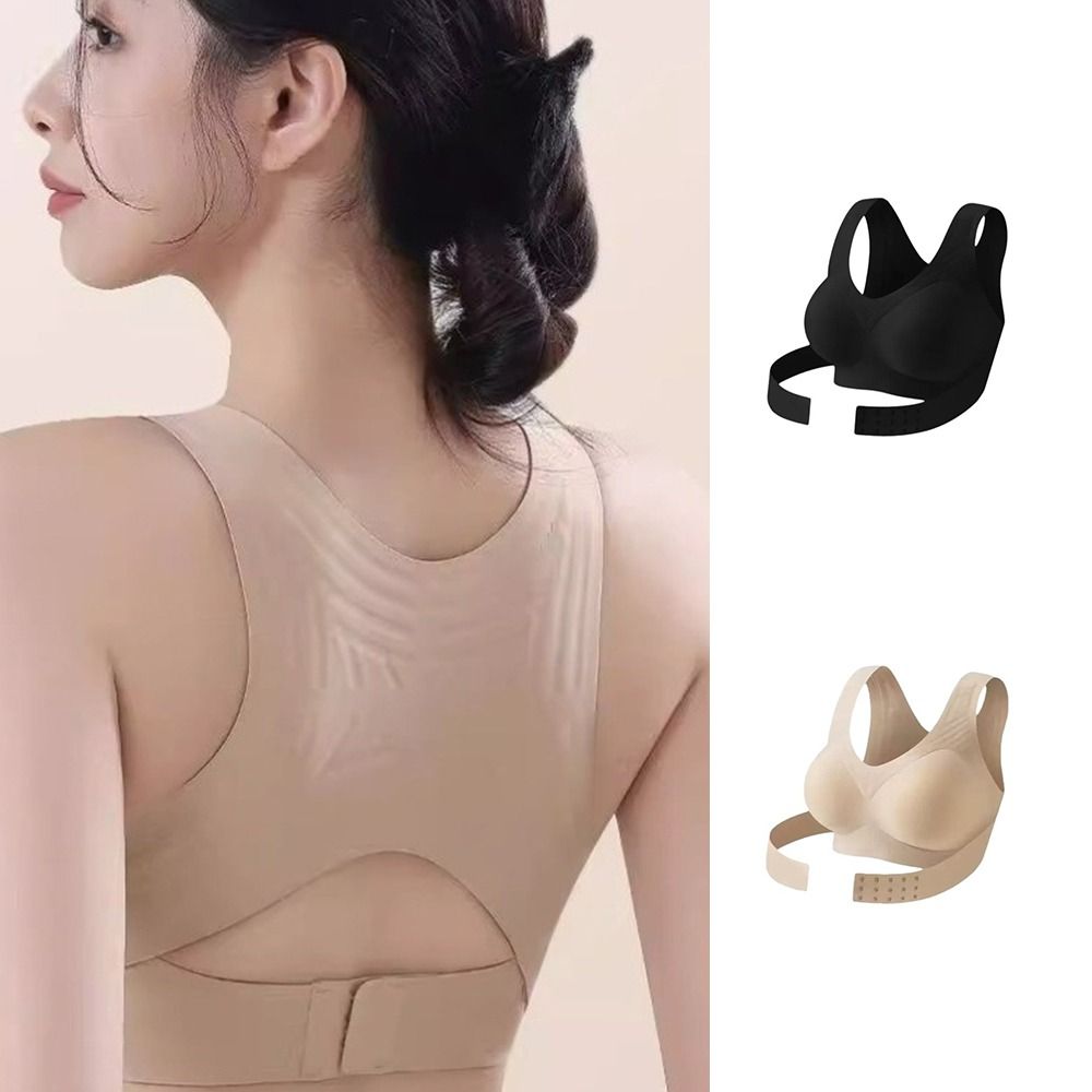 Posture Corrector Back - 姿勢矯正シームレスプッシュアップブラ、垂れ防止クロスバックフロントクロージャーブラ、耐衝撃ランジェリー下着、女性用