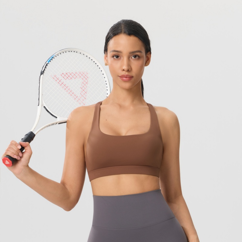 無地の女性用クロスバックフィットネススポーツブラ、高強度タイ - Yoga Fitness Training のレビューと価格