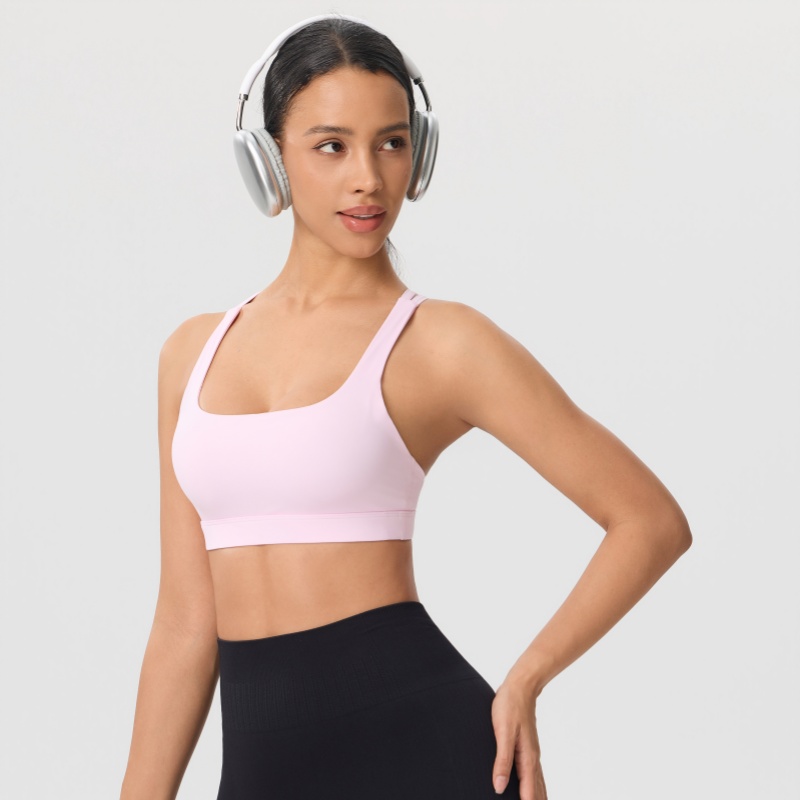 無地の女性用クロスバックフィットネススポーツブラ、高強度タイ - Yoga Fitness Training のレビューと価格