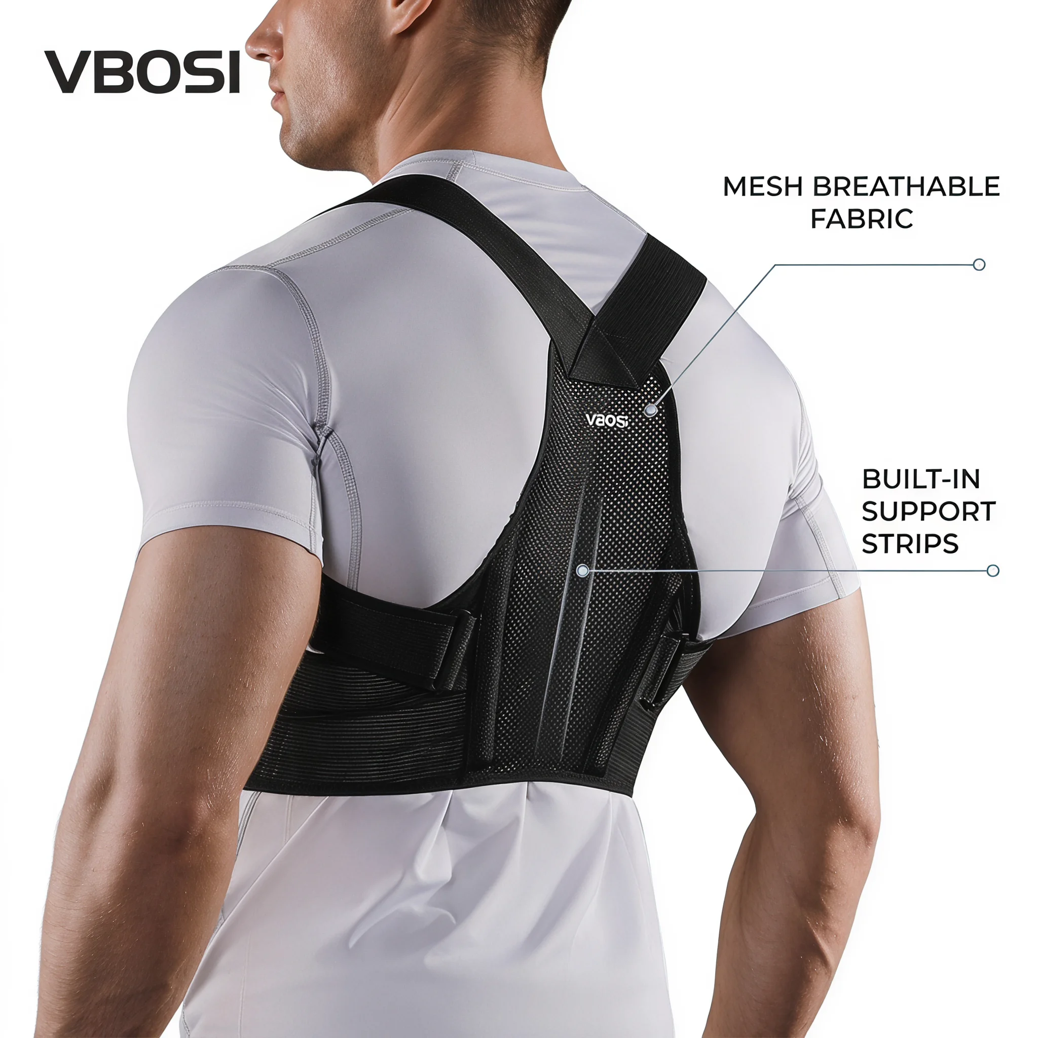 VBOSI調整可能な姿勢矯正器、通気性メッシュバックショルダ - Posture Corrector Back のレビューと価格